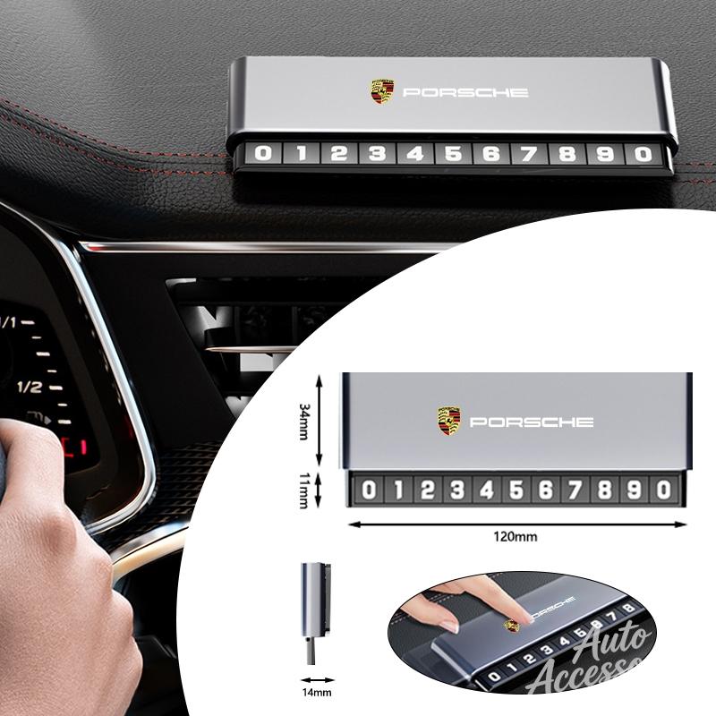 AFUHD1 Car Temporary Parking Number Plate Aluminium Alloy Slide Adjustable Sticker For Porsche Boxster Cayman Taycan 911 Macan Panamera