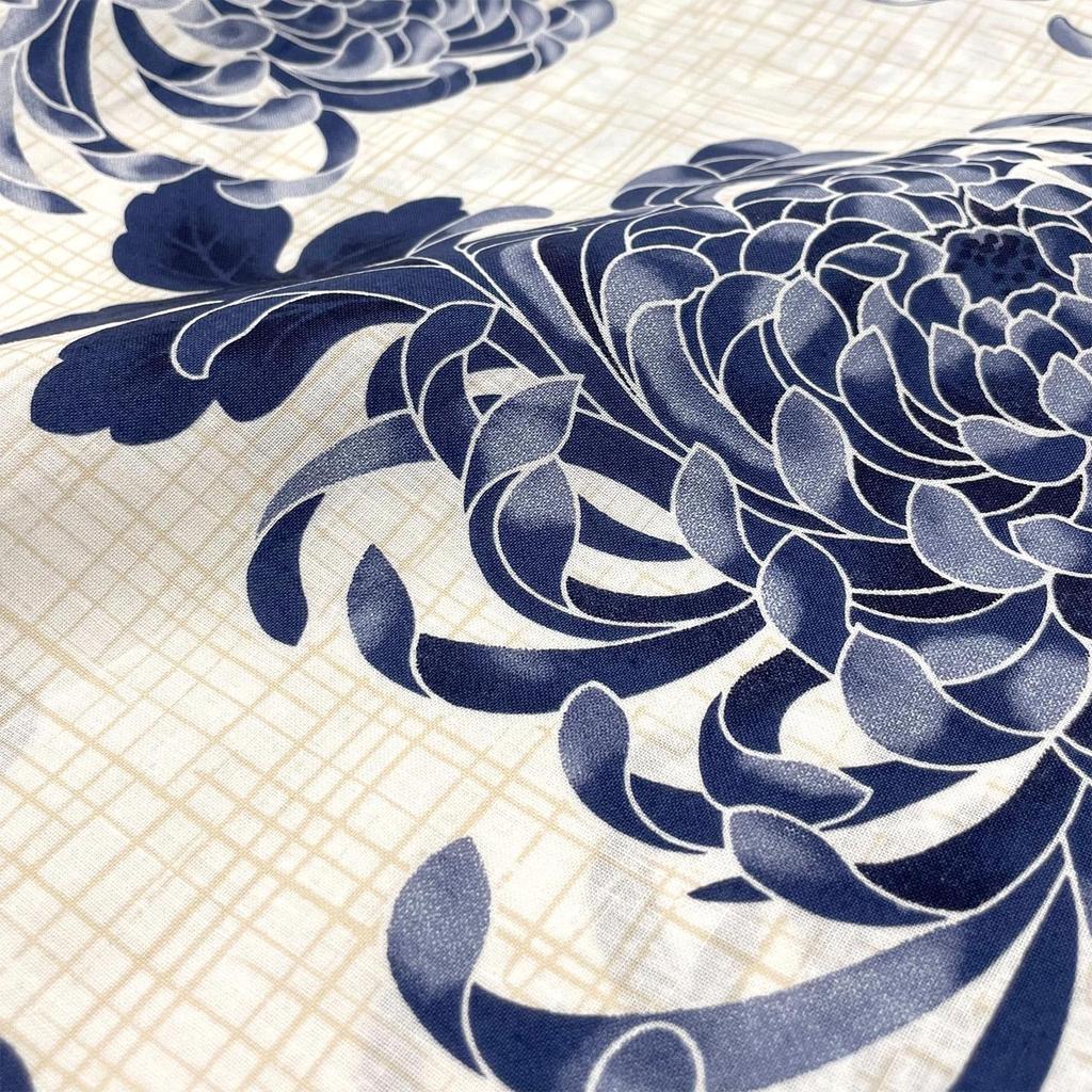 Fuuka Yukata für Erwachsene, Einheitsgröße, passend für Rangiku, mit Obi im Damen-Set, zweiteiliges Set, Größe, Die meisten, (Blau Weiss) (Sandbeige) (Hergestellt in Japan)