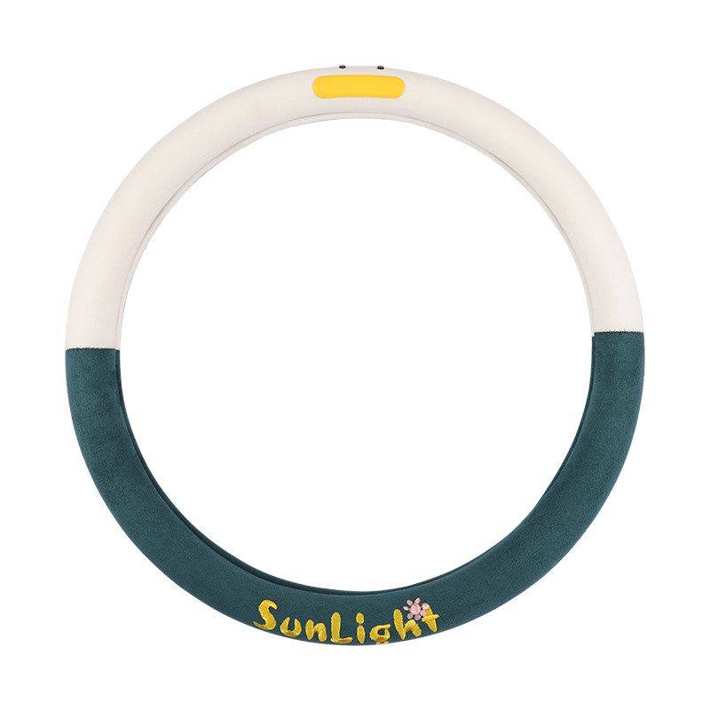 Car Steering Wheel Cover for All Seasons, Cute Cartoon Style for Men and Women, Popular D-Shaped Anti-Slip and Sweat-Absorbent Summer Handlebar Cover