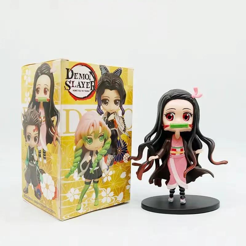 8pcs/Sets Q Posket Figure  Demon Slayer Mini Figurine Kimetsu No Yaiba Small PVC Dolls Desktop Decoration