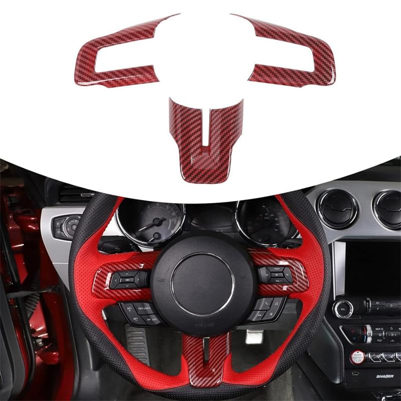 Carbon Fiber Style Steering Wheel Set Decorative Stickers For Ford Mustang 2015-2025 Car Interior Decoration Accessories