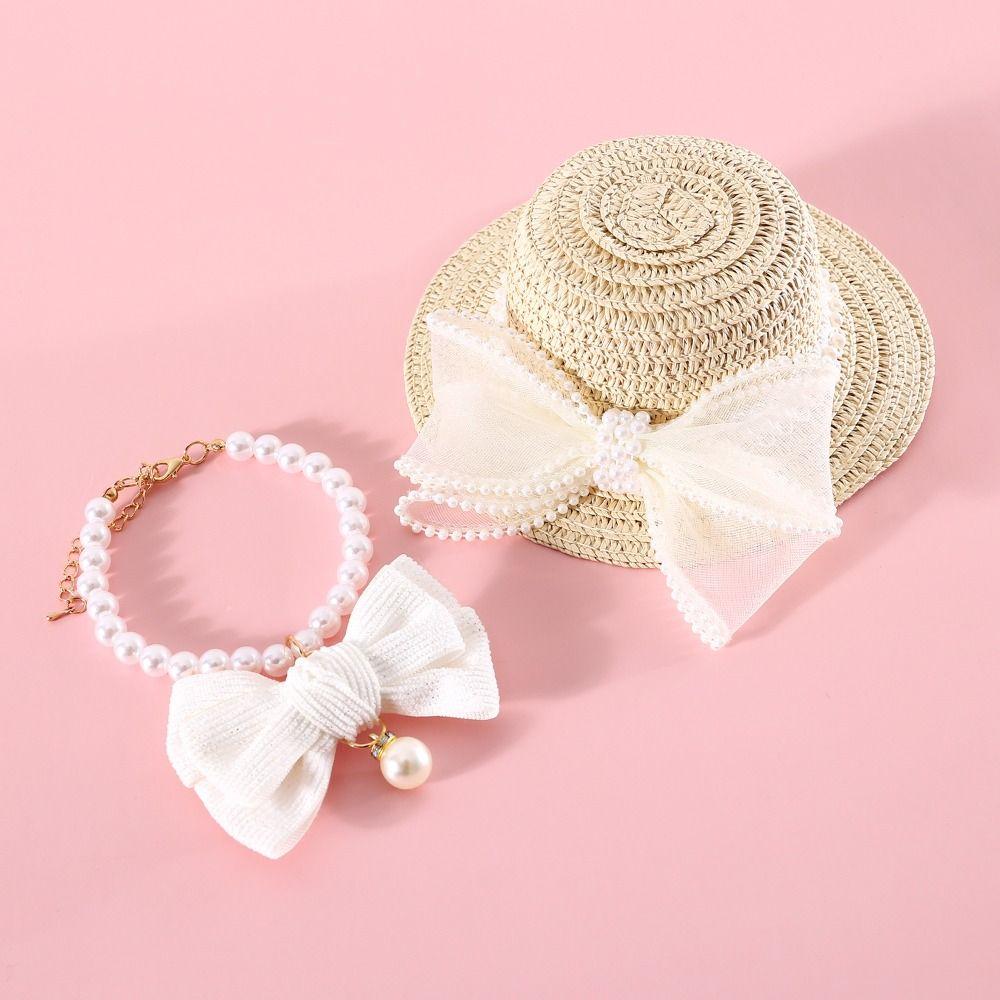 Faux Pearls Pet Necklace Adjustable Cat Necklace Pet Accessories Dog Collar  Pet