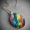 Vintage Dream Ripple Oval Glass Zinc Alloy Pendant Necklace