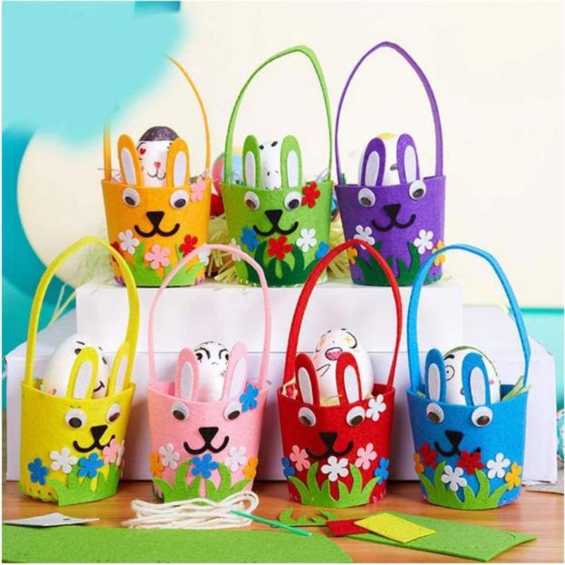 Children's Easter Felt Craft Sets Sewing Kits,Felt Sewing,Beginners Sewing Package Creative,Craft Set Made of Felt,Easter Eggs Easter Bunny