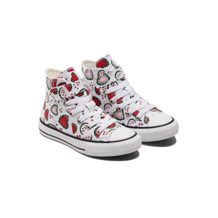 Converse All Star 1V Fruit Print High Top Kids Canvas Shoes Kids Sneakers White Red Green A02604C