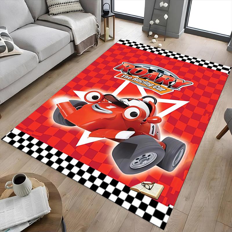 Roary Car Adventure Carpet For Playroom Bedroom Living Room Sofa Home Decorkids Game Area Rug Nonslip Floor Mat