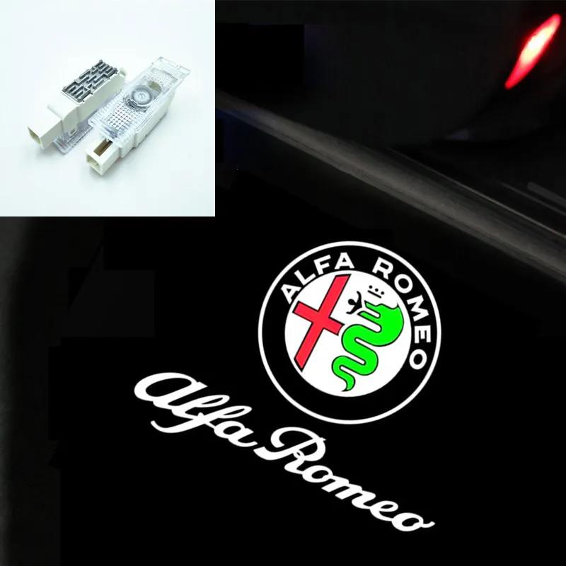 CYYPT1 Car LED Welcome Door Lights Emblem Accessory For Alfa Romeo 156 159 147 4C 8C 166 Giulia Giulietta Mito Stelvio Spider GT Tonale