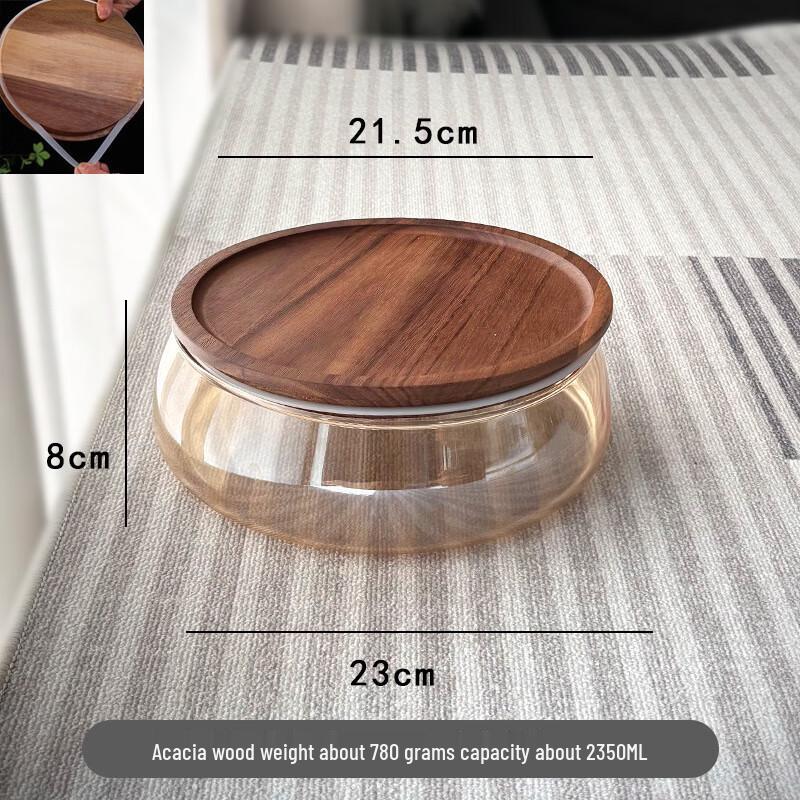 

Amber Glass Storage Dish with Acacia Wood Lid