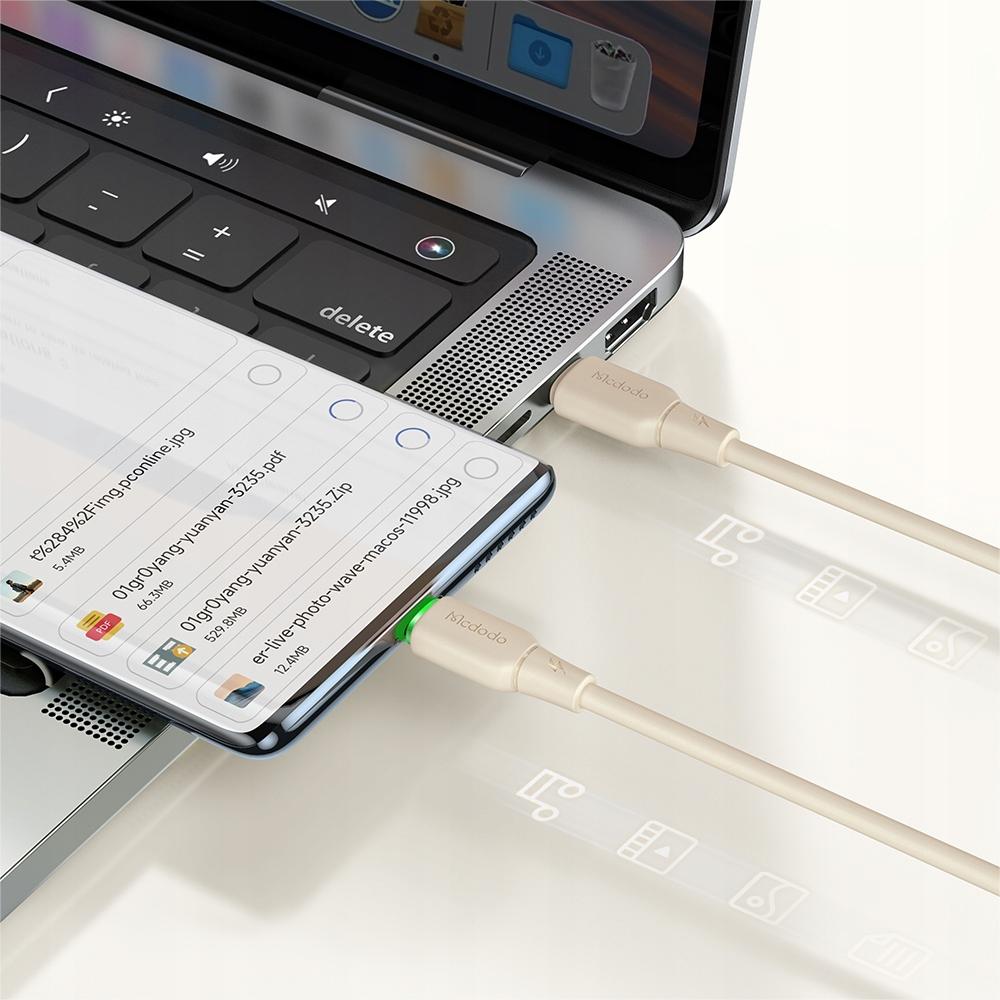 Mcdodo Usb-C Fast Charging Cable For Samsung Apple Usb Type C 65W 1M Led Beige