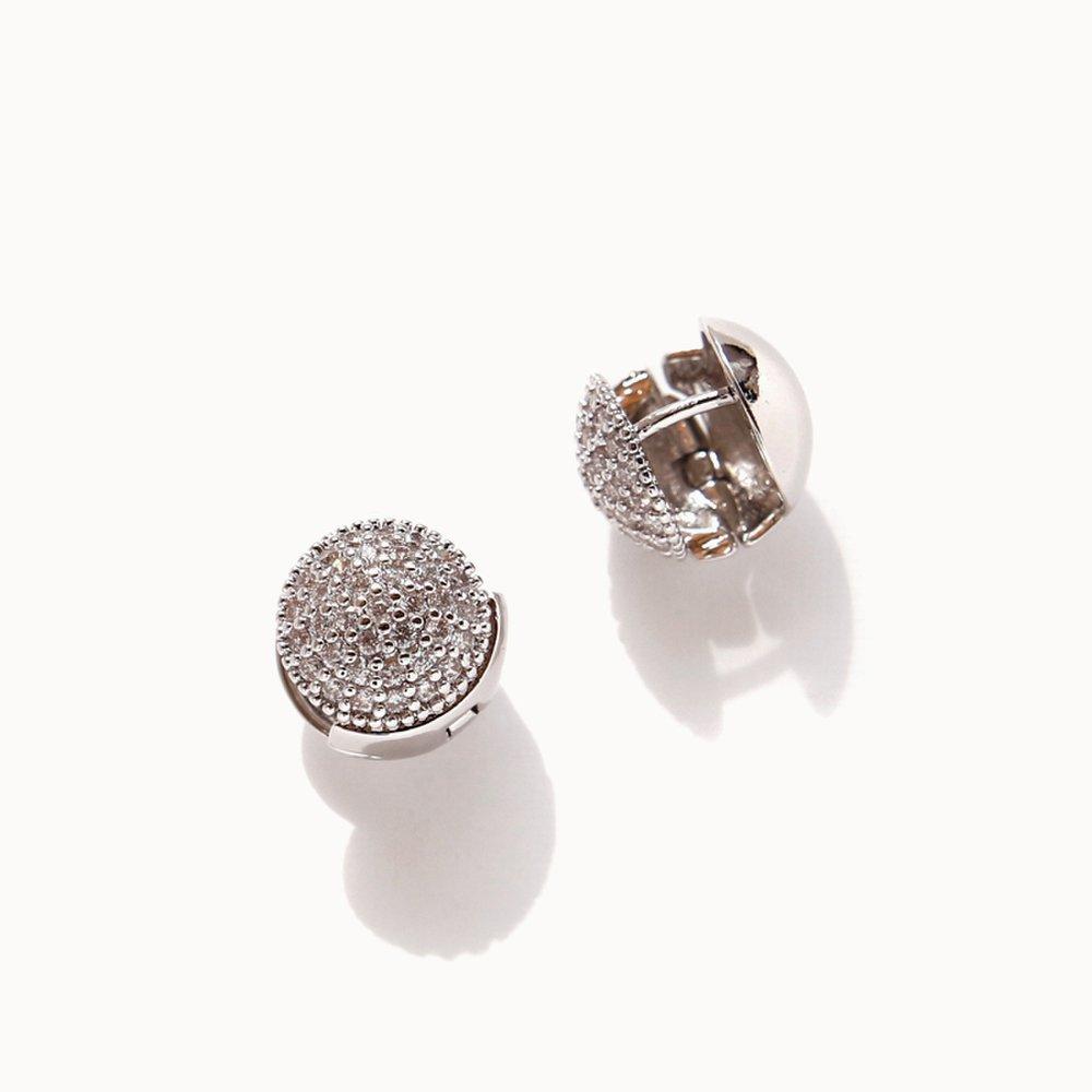 Jlauren 02M03212 Half-Cubic One-Touch Hoop Earrings
