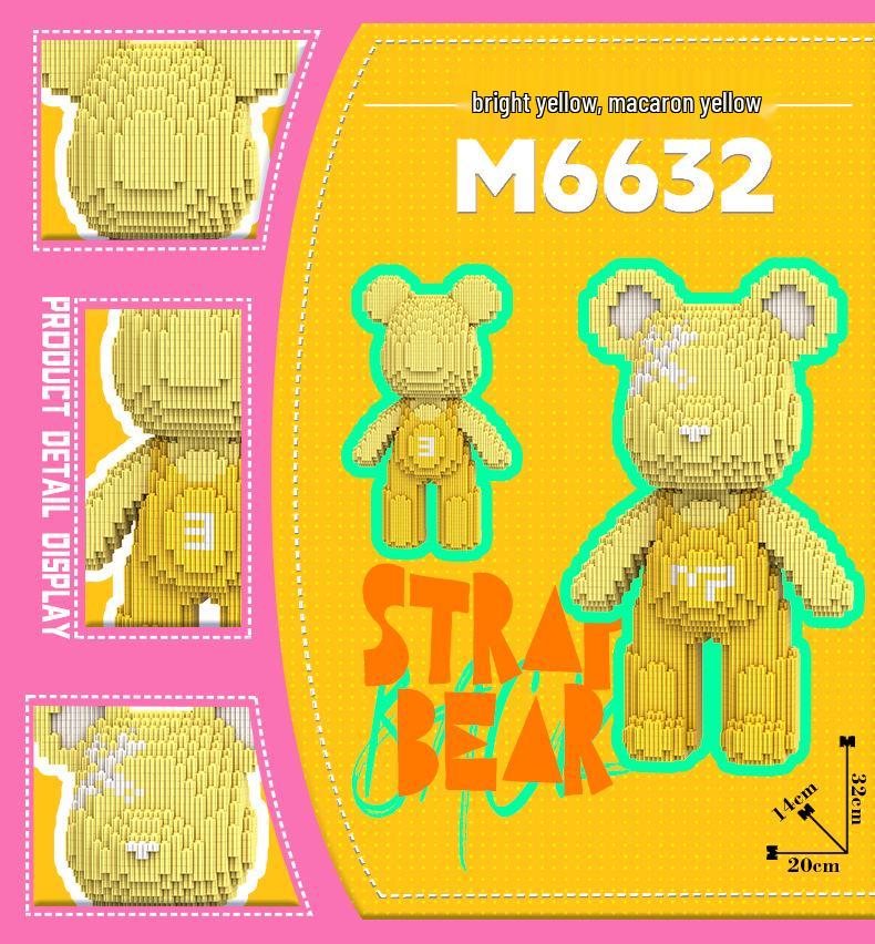 Mengpin Transparent Bear Micro Bricks Puzzle Toy for Kids - Brain Teaser Birthday Gift Figurine