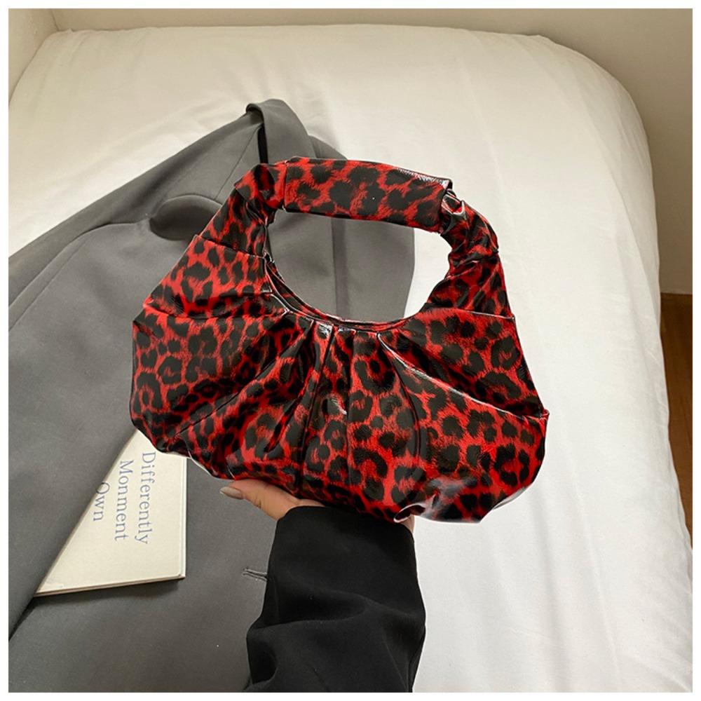 

Pu Leopard Print Handbag Purse Underarm Bag Simple Crescent Bag Outdoor красный