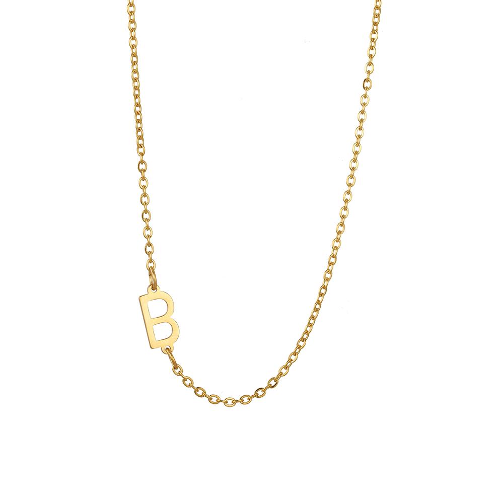 Cazador Sideways Tiny Letter Initial Necklaces A-Z Letters Necklace Stainless Steel Necklace For Women Gift Anniversary Jewelry