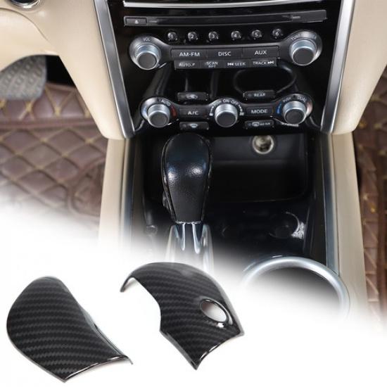 ABS Carbon fiber Center Gear Shift Knob Trim Cover For Nissan Pathfinder 2013-18