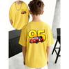 European sizes Red Car Number Cartoon Boys' Double-Sided Printed T-Shirt, Soft And Comfortable Summer Fashion Round-Neck Top, Suitable for Outdoor