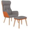 Relax Chair with Footstool Light Grey Faux Leather & Fabric