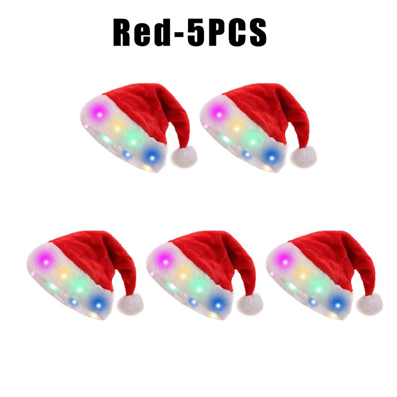 Festive Light Up Santa Hat with Soft Red Velvet Christmas LED Headwear for Adults Holiday Party Costume Unisex New Year Cheer