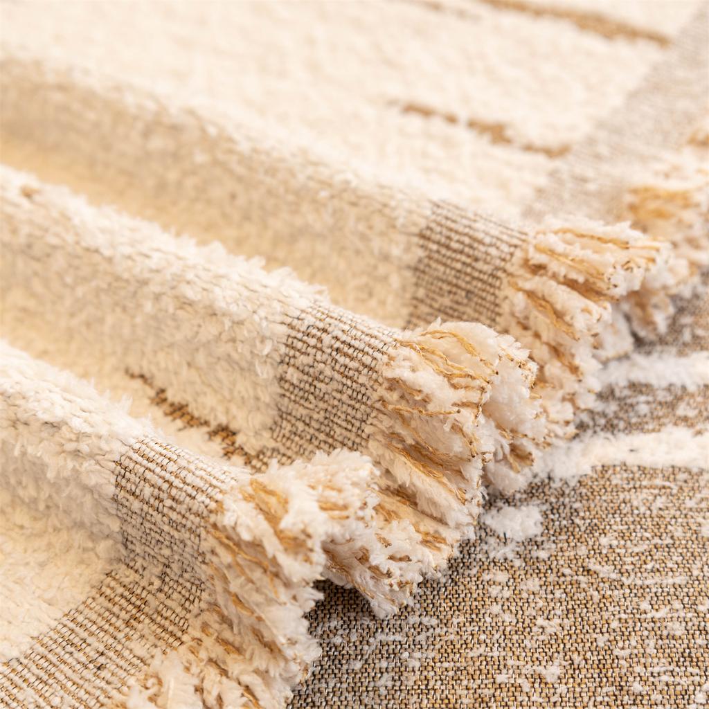 Těžký fleecový potah na pohovku z mikrovlákna s třásněmi, geometrický žakár pro obývací pokoj, velká deka na gauč, volnočasový ručník