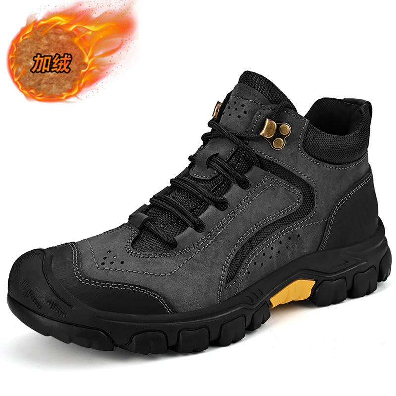 Popular outdoor men's shoes fashion autumn and winter velvet Martin boots men's snow boots non-slip hiking shoes short boots