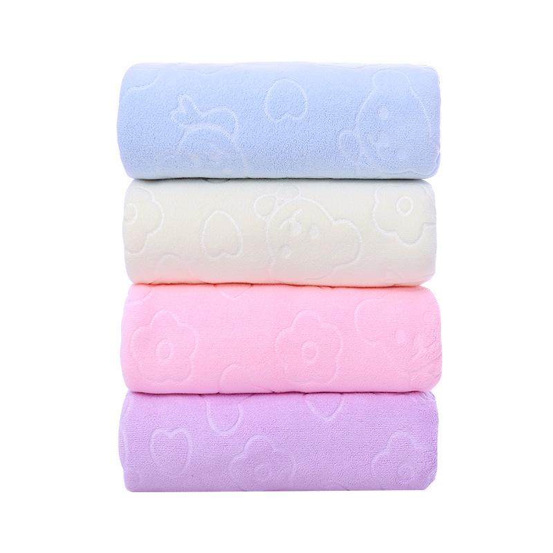 70x140 Nano Ultra-Fine Fiber Cartoon Embossed Bear Quick-Dry Bath & Beach Towel