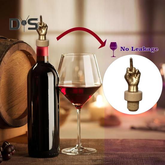 Funny Middle Finger Wine Stopper Vacuum Sealer for Wine Bottles Reusable Beverage Bottle Stopper Wine Preservation Tool Prank Gift for Wine Lovers