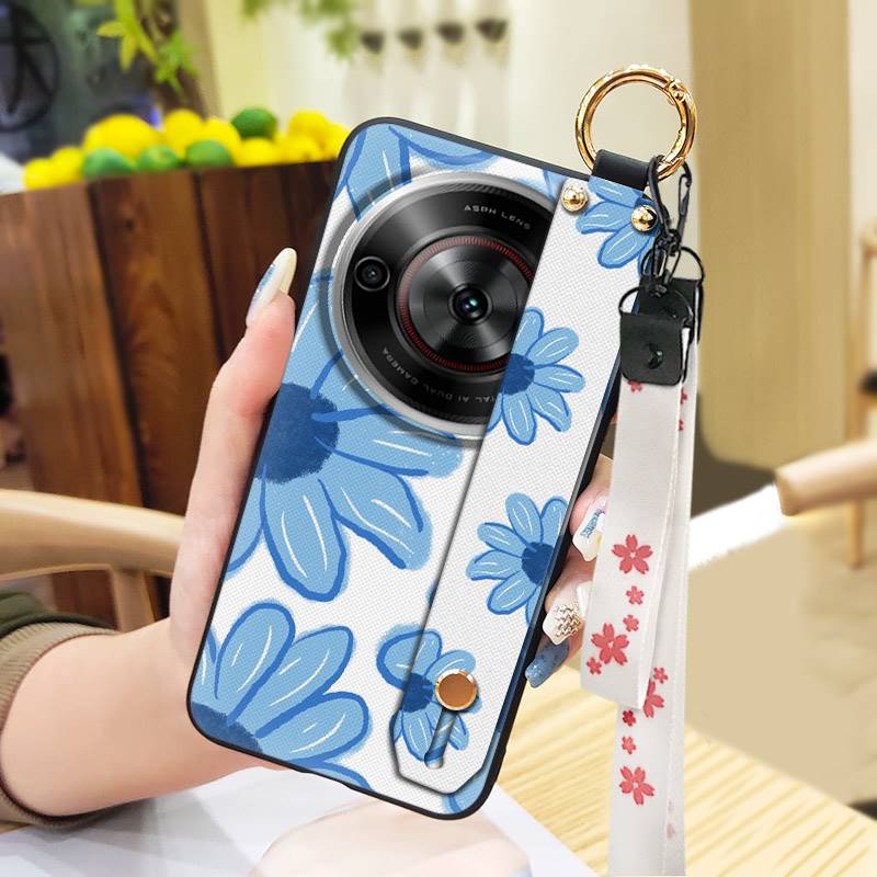 Shockproof Fashion Design Phone Case For ZTE Blade A75 5G/Nubia Focus 5G/Calf 5G Phone Holder Oil Painting Wrist Strap