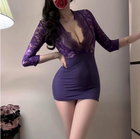 Pure Desire Temptation Sexy Lingerie Sexy Lace Suit Couple Flirting Hot Sexy Hip Wrap No-take Robe