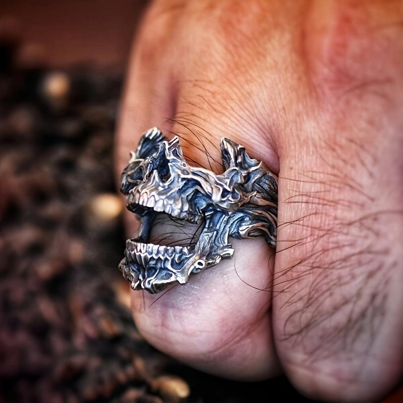 Armor Cracked Skull Abyss Warrior Retro Halloween Day Wearing Ring