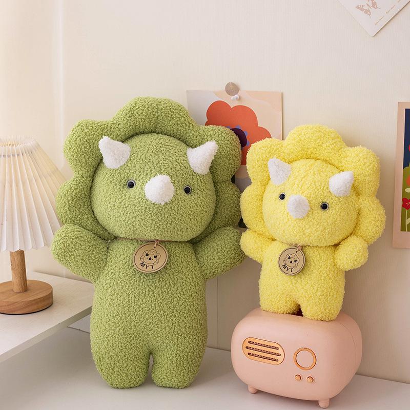 Simulation Cartoon Aida Dinosaur Doll Triceratops Plush Toy Doll Girl Sleeping Pillow Doll Gift