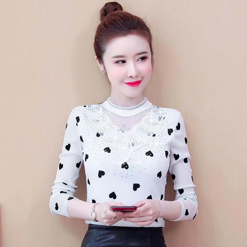 Damen Langarm T-Shirt für Damen im Herbst, Neuer Stil, Innen- und Außen-Mesh-Shirt, Warm bügelbares Oberteil