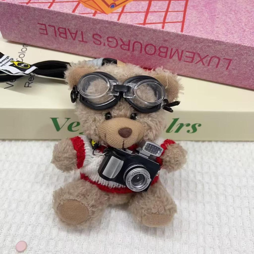 Kreativ Kamera Björn Hänge Plyschdocka Pilot Figur: Present till par Nyckelring Väskberlock