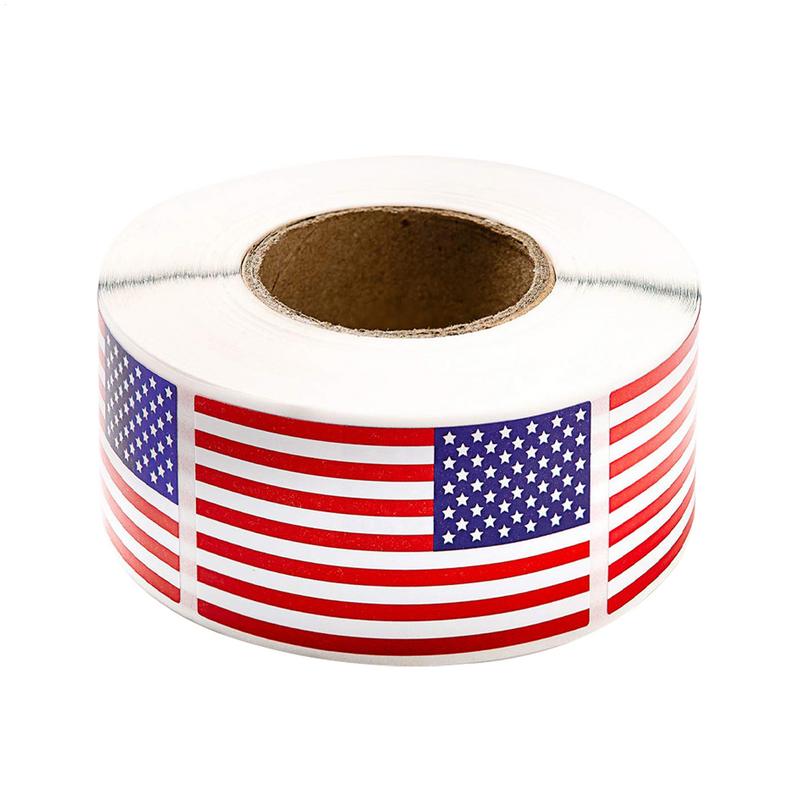 Patriotic Decals 1.2x2inch Memorial Day Stickers 250 Per Roll Adhesive Badge Clings For Window Automotive B umper Bookshelves