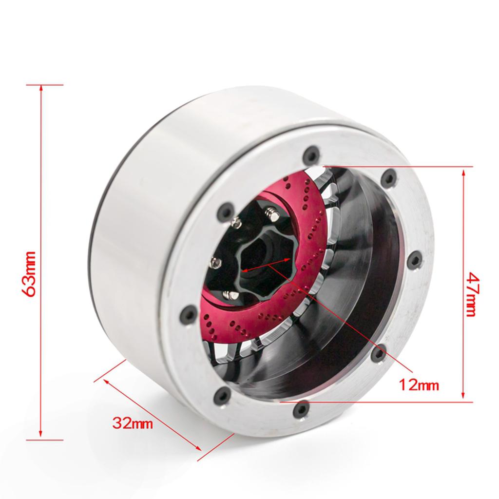 Aluminum Alloy Wheel Rim Beadlock Wheel Rims Hub 4pcs 2.2inch Replacement for 1 10 TRX4 Axial SCX10 90046 SCX10 III