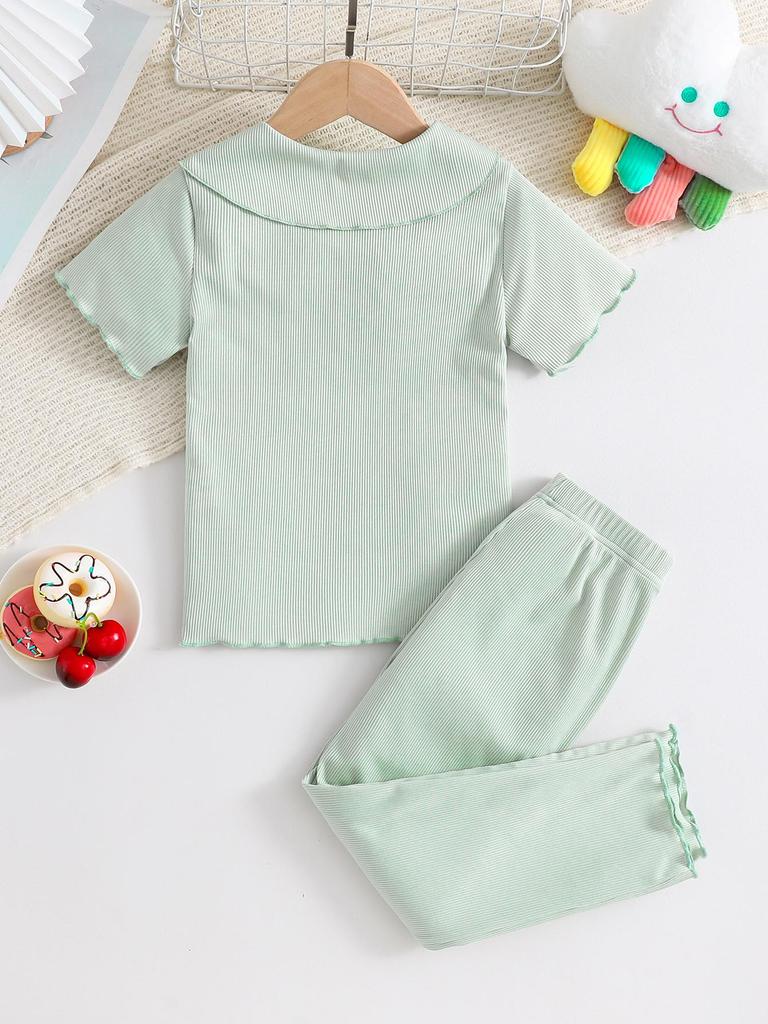 Summer Girls' Fresh Cherry Pattern New Style Trendy and Versatile Short Sleeved Pants Two-piece Set for Girls