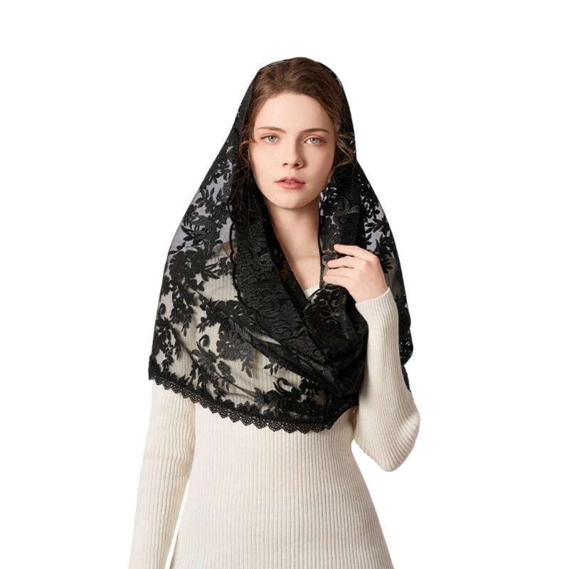 

Functional Polyester Scarf Serves As Hair Band Neck Cover Or Mask Portable For Travel Elegant Use Comfortable Fabric чорний