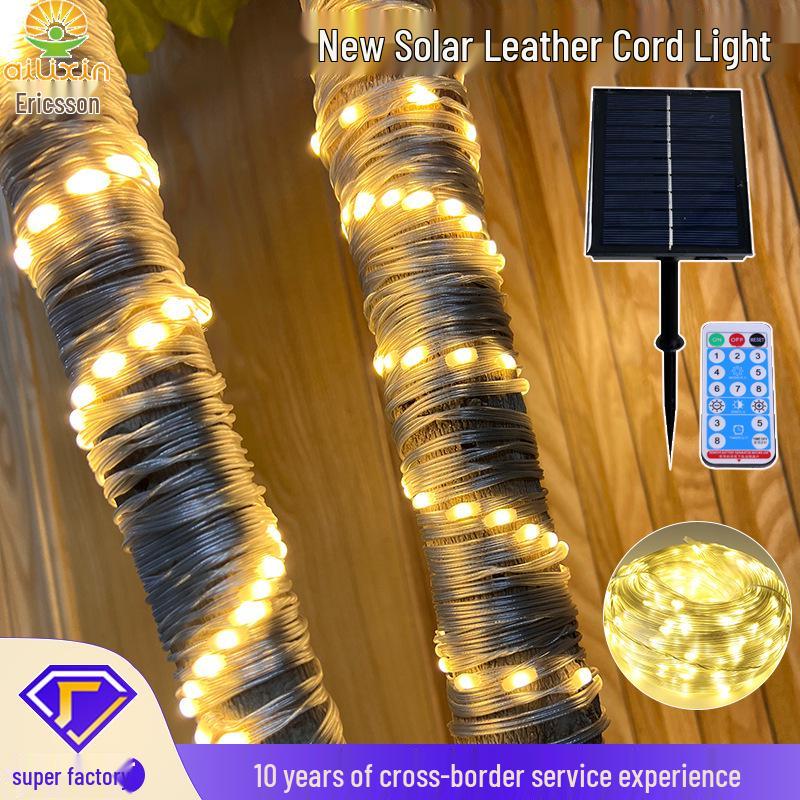 LED Solar Waterproof Cord Light for Outdoor Camping - High Brightness, Low Voltage, Starry Sky Effect, Super Bright, Colorful Wrap for Trees and Tents