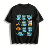 Halloween Funny Blue Cat Print T-Shirts for Adults Kids Cute Pumpkin Bat Graphic Casual Tees Pure Cotton T-shirt