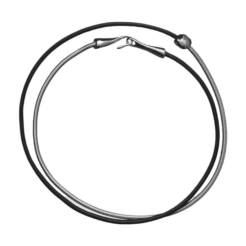 Wind Simple Texture Cowhide Splicing Snake Bone Chain Female Designer Necklace Niche High-end Clavicle Chain