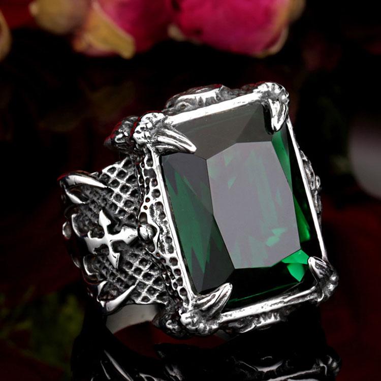 316L Stainless Steel VIKING Colorful Stone Trend Men's Ring Double-Sided  High Quality Jewelry