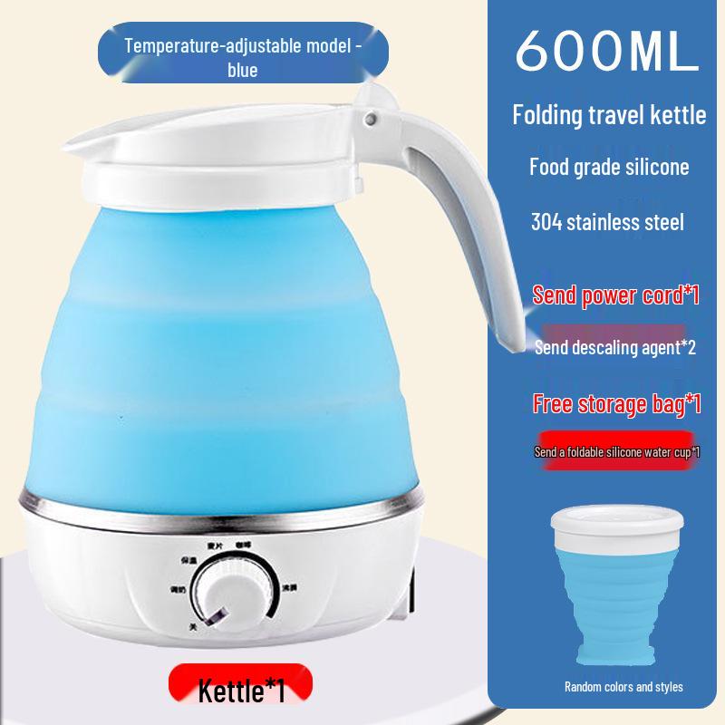 Portable Folding Silicone Electric Kettle with 304 Stainless Steel, Auto Power Off, Anti-Dry Burning - Ideal for Travel, Home, or Dorm Use