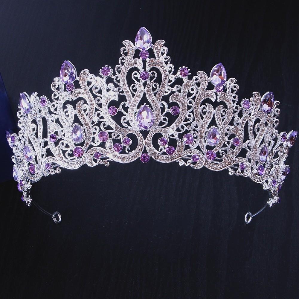 Shiny Silver Princess Tiara Crystal Rhinestone Crown Exquisite Baroque Luxury Crown Wedding