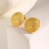 Geometric Metal Stud Earrings for Women,Gold Plated Round Earrings,Stainless Steel Waterproof Jewelry