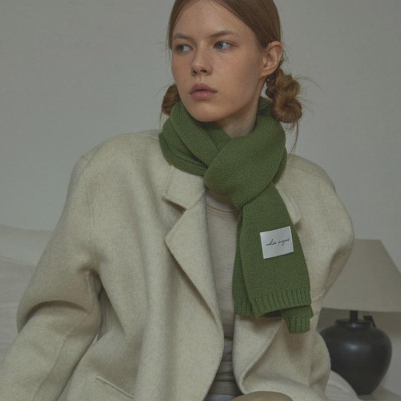 

White Project VIRGIN WOOL KNIT MUFFLER_OLIVE OLIVE