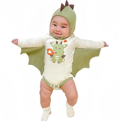 [VNGOLERRY] Dinosaur Romper Baby Romper Coverall Cute Boys Girls Long Sleeve Halloween Costume Hooded Sleeping Baby Photo Shoot Baby Clothes Costume