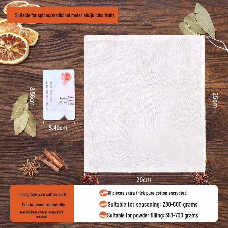 Pure Cotton Gauze Spice and Decoction Bag for Seasoning, Soup, and Tea.