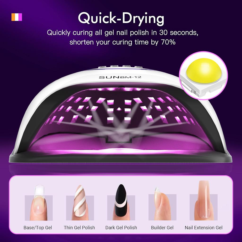 LED Nagellampe 72 LEDs Nageltrockner mit 4 Timereinstellungen Professionelle UV-Lichtkabine für Nagellack Manikürelampe Nagelstudio