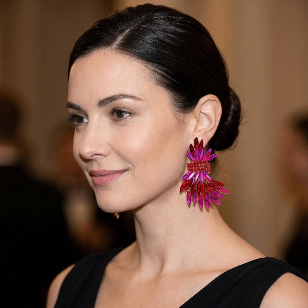 Exaggerated Wing Earrings Shaped Like Leaves Crystal Earrings Wheat Drop Earrings  Gift for Women