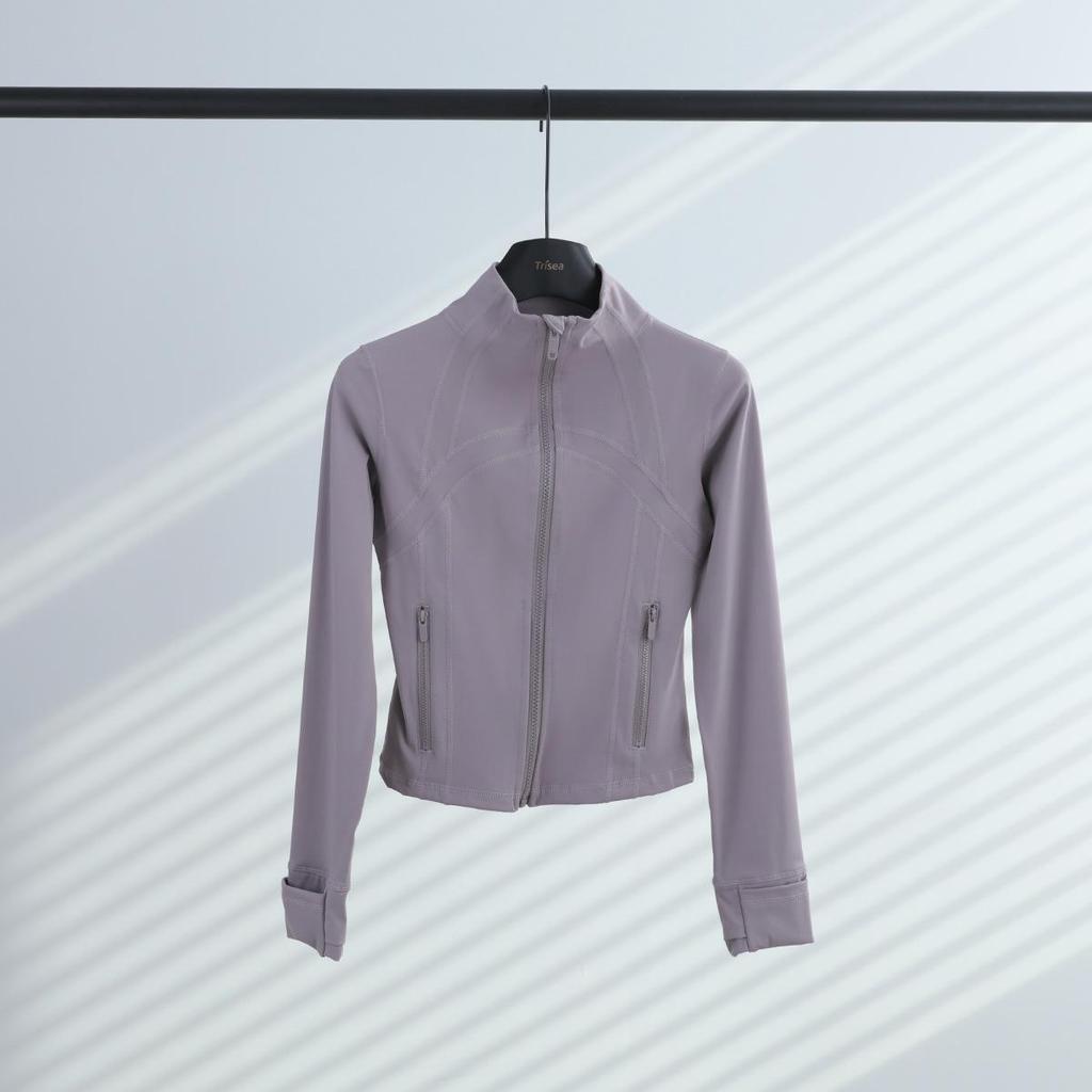 LULULACIE Women's Slim Fit Long Sleeve Sport Jacket with Stand-up Collar for Running and Yoga