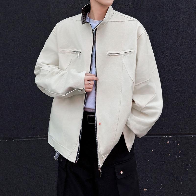 

Men s spring and autumn new American stand-up collar cargo jacket motorcycle jacket men s loose casual men s top 2XL