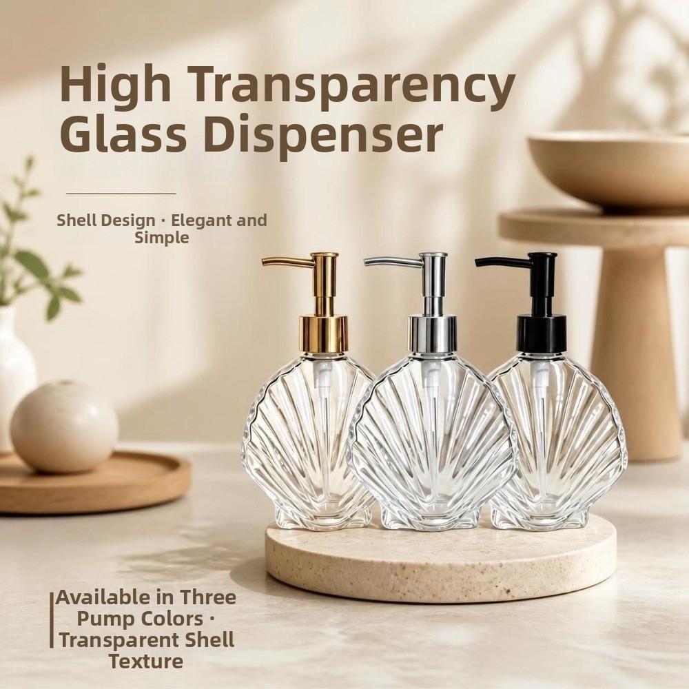 Muschelförmiger Glas-Seifenspender 400ml Flüssigseife/Lotion Aufbewahrungsflaschen Badezimmerzubehör